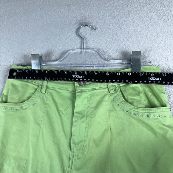 CV Veichi Skinny Jeans Embroidered Detail Ankle Slit Womens Green Size 31 - Picture 10 of 13